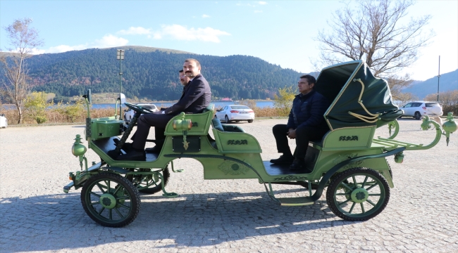 Abant'ta kullanılacak elektrikli faytonun deneme sürüşü yapıldı 