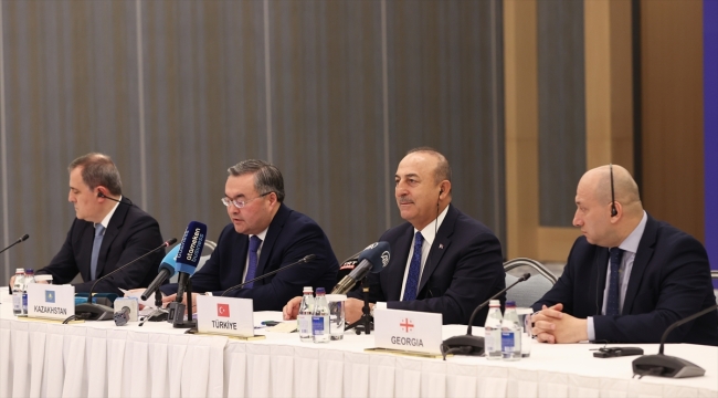 Çavuşoğlu, Türkiye-Kazakistan-Azerbaycan Ulaştırma ve Dışişleri Bakanları 3'lü Toplantısı'nın ardından konuştu