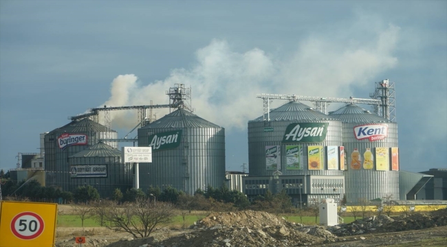 Edirne'de yağ fabrikasında çıkan yangına müdahale ediliyor