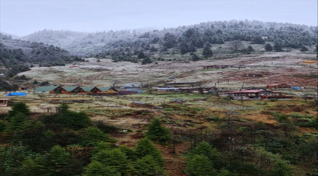 Rize'nin yüksek kesimlerine kar yağdı