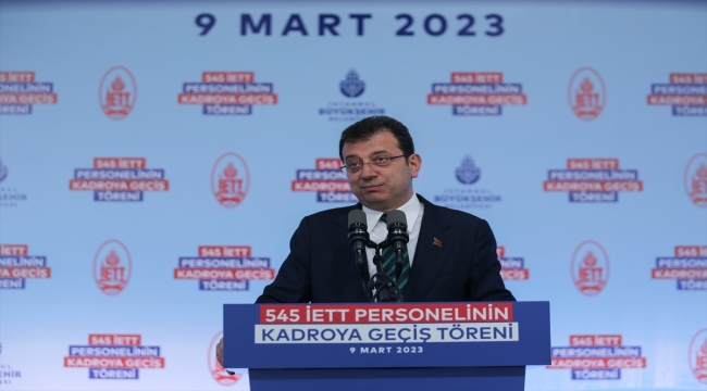 İBB Başkanı İmamoğlu, İETT'nin 545 personelinin kadroya geçiş töreninde konuştu