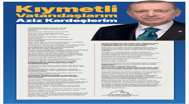 Cumhurbaşkanı Erdoğan, siyaset yolculuğunu "Hep Birlikte Yeni Hedeflere" başlıklı gazetede anlattı