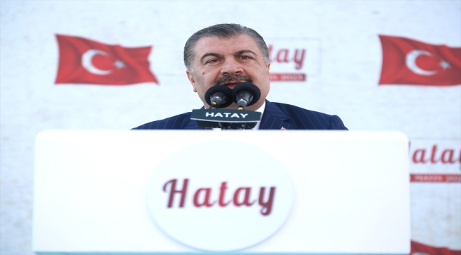 Sağlık Bakanı Fahrettin Koca, Hatay'da konteyner kentte konuştu