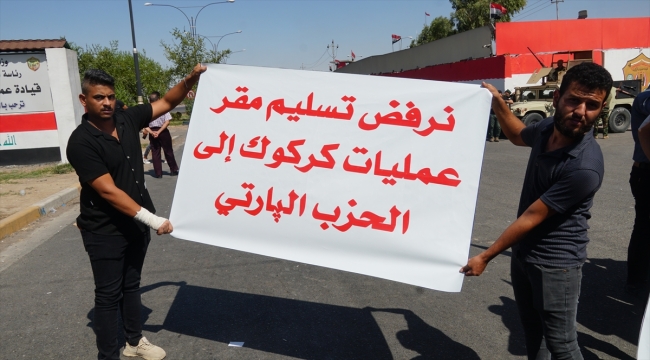 Kerkük Ortak Operasyonlar Komutanlığı karargahının KDP'ye teslim edilme hazırlıkları protesto edildi