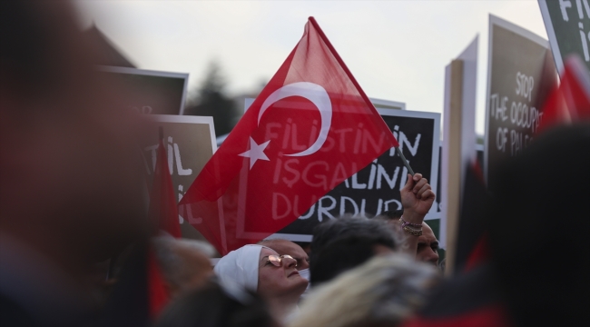 Ankara'da BM ofisi önünde Filistin'e saldırılar protesto edildi