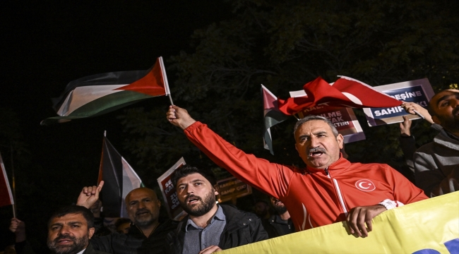 İsrail'in Gazze'deki hastane saldırısı Ankara'da protesto ediliyor
