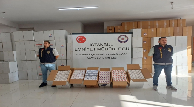 Maltepe'de 26 bin 100 bandrolsüz makaron ele geçirildi