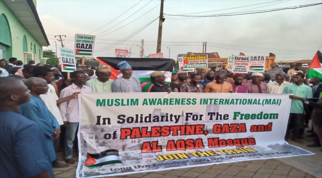 Nijerya'nın Lagos şehrinde Filistin'e destek gösterisi düzenlendi