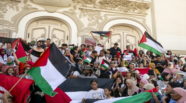 Tunus'ta, Filistin'e destek gösterisi düzenlendi