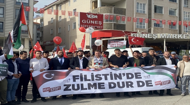 AK Parti'li gençler Zonguldak, Karabük ve Düzce'de İsrail'in saldırılarını protesto etti