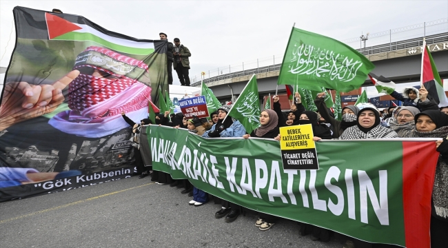 Beylikdüzü Ambarlı Limanı'nda İsrail'le ticaret yapan firmalar protesto edildi