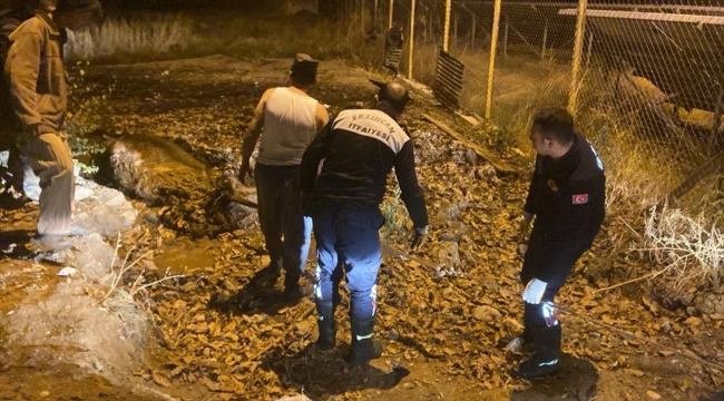 Erzincan'da gübre yığınına batan inek itfaiye ekiplerince kurtarıldı