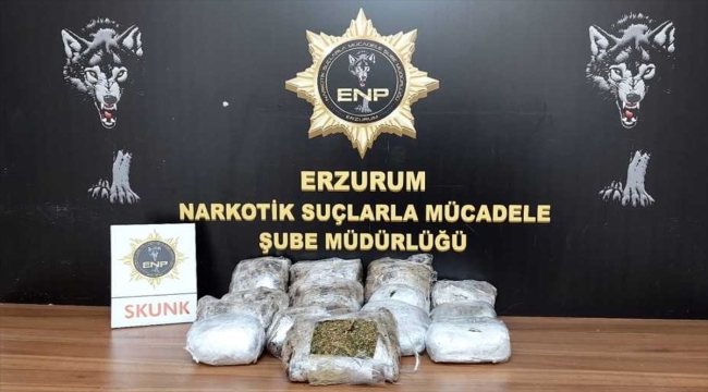 Erzurum'da bir araçta 3 kilo 819 gram skunk ele geçirildi
