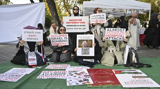 İstanbul'da kadınların Filistin'e destek için başlattıkları oturma eylemi sürüyor