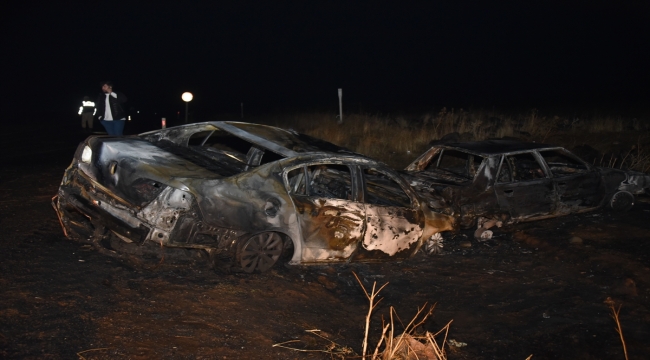 Şanlıurfa'da çarpışan iki otomobil yandı, 1 kişi yaralandı