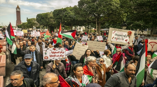 Tunus'ta, Filistin'e destek gösterisi düzenlendi