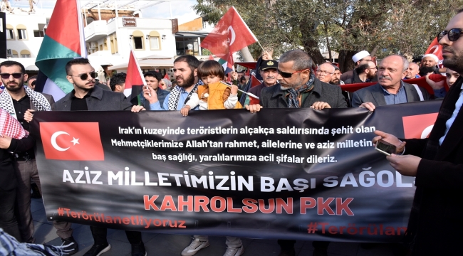 Bodrum'da şehitleri anmak ve Filistin'e destek için yürüyüş yapıldı