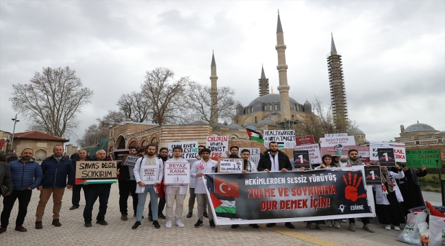 Edirne ve Tekirdağ'da İsrail'in Gazze'ye yönelik saldırıları protesto edildi