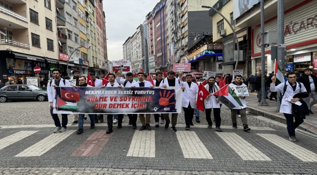 Rize'de doktor adayları, Trabzon'da çocuklar Gazze için yürüdü