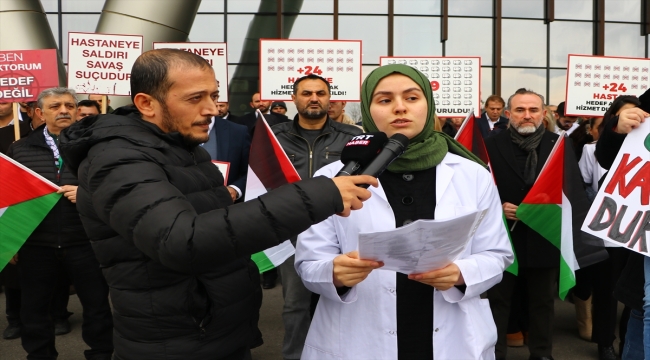 Tekirdağ'da sağlık çalışanları Gazze için "sessiz yürüyüş" gerçekleştirdi