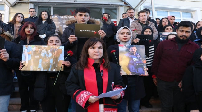 Yozgat'ta iletişim fakültesi akademisyen ve öğrencileri İsrail'in gazetecileri öldürmesini protesto etti